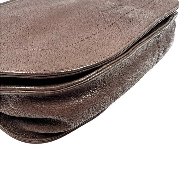 Kenneth Cole Boho Vintage 90s Y2K Boho Aged Leather Crossbody Flap Saddle Bag - Picture 9 of 16